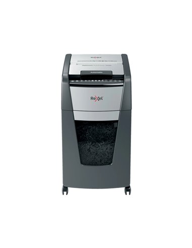 DESTRUCTEUR REXEL OPTIMUM AUTOFEED+ 300X COUPE CROISEE  4X26MM 300F AGRAFES CARTES  CREDIT TROMBONES SECURITE 4