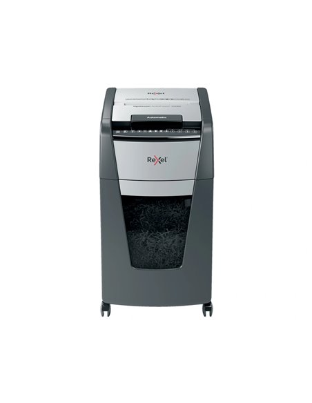 DESTRUCTEUR REXEL OPTIMUM AUTOFEED+ 300X COUPE CROISEE  4X26MM 300F AGRAFES CARTES  CREDIT TROMBONES SECURITE 4