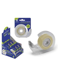 Porte-papier toilette Bismark avec ruban adhésif transparent - Corps en plastique - Comprend 33 mètres de ruban adhésif - Idéal 