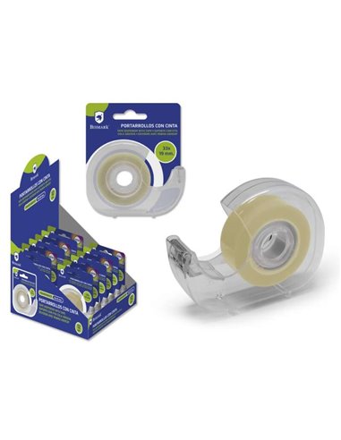 Porte-papier toilette Bismark avec ruban adhésif transparent - Corps en plastique - Comprend 33 mètres de ruban adhésif - Idéal 