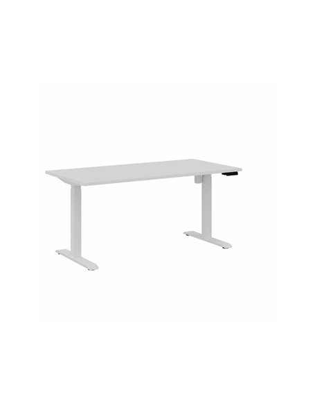 Bureau droit eol lutz 2 reglable hauteur l1600x800mm plateau blanc neige pietement blanc.