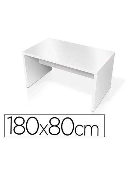 Table rectangulaire eol eloise pieds panneaux 180x80cm coloris blanc.