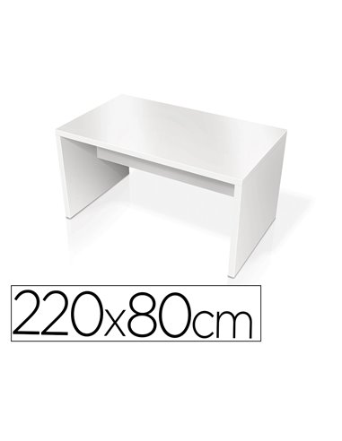 Table rectangulaire eol eloise pieds panneaux 220x80cm coloris blanc.