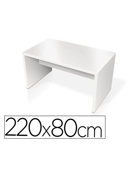 Table rectangulaire eol eloise pieds panneaux 220x80cm coloris blanc.