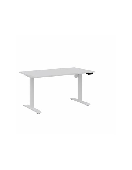 Bureau droit eol lutz 2 reglable hauteur l1400x800mm plateau blanc neige pietement blanc.