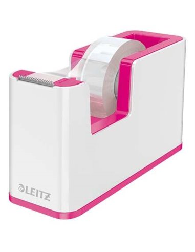 Dévidoir de ruban adhésif Leitz WOW - Pour rouleaux jusqu'à 19 mm x 33 m - Ruban adhésif inscriptible inclus - Blanc/Rose