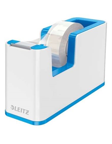 Dévidoir de ruban adhésif Leitz WOW - Pour rouleaux jusqu'à 19 mm x 33 m - Ruban adhésif inscriptible inclus - Blanc/Bleu