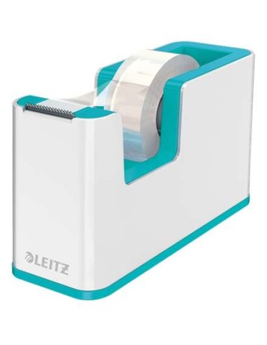 Dévidoir de ruban adhésif Leitz WOW - Pour rouleaux jusqu'à 19 mm x 33 m - Ruban adhésif inscriptible inclus - Blanc/Turquoise