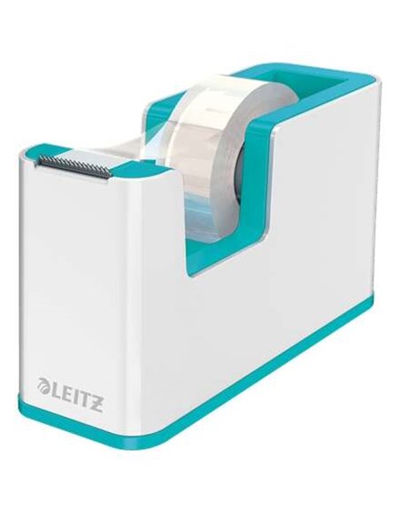 Dévidoir de ruban adhésif Leitz WOW - Pour rouleaux jusqu'à 19 mm x 33 m - Ruban adhésif inscriptible inclus - Blanc/Turquoise