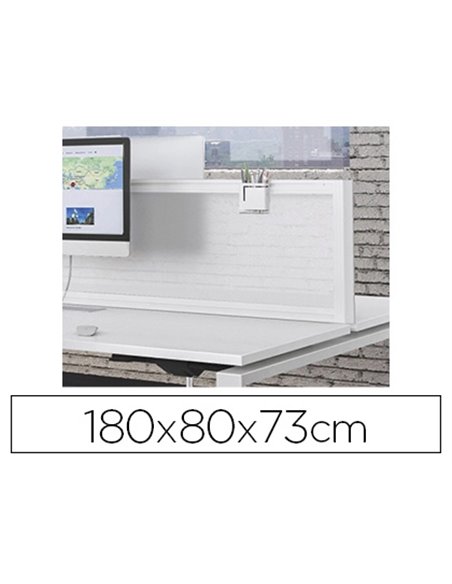 Table de bureau eol conect rectangulaire 180x80cm décor blanc neige sur pieds arche fixe.