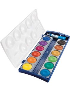 Aquarelles opaques Pelikan 735/K12, boîte de 12 godets + 1 tube blanc - Couleurs intenses et faciles à diluer - Résistantes à la