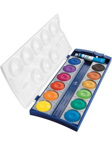 Aquarelles opaques Pelikan 735/K12, boîte de 12 godets + 1 tube blanc - Couleurs intenses et faciles à diluer - Résistantes à la