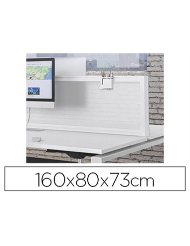 Table de bureau eol conect rectangulaire 160x80cm décor blanc neige sur pieds arche fixe.
