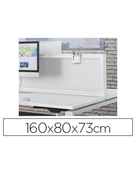Table de bureau eol conect rectangulaire 160x80cm décor blanc neige sur pieds arche fixe.