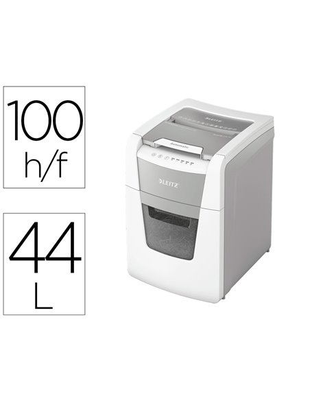 Destructeur de documents leitz iq auto+ office micro p4 100f corbeille de 44l.