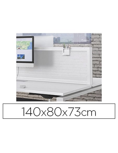 Table de bureau eol conect rectangulaire 140x80cm décor blanc neige sur pieds arche fixe.