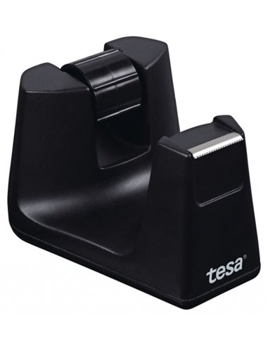 Porte-rouleau de papier toilette de table Tesa Smart Easy Cut - Utilisation à une main - Lame dentelée - Gain de place - Noir
