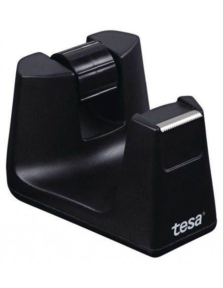 Porte-rouleau de papier toilette de table Tesa Smart Easy Cut - Utilisation à une main - Lame dentelée - Gain de place - Noir