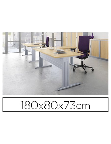 Bureau eol idol piètement aluminium 180x80cm décor chêne clair.