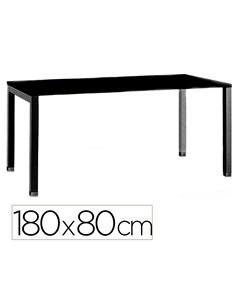 Bureau mt international plateau noir melamine 25mm pietement arche coloris noir 180x80cm.