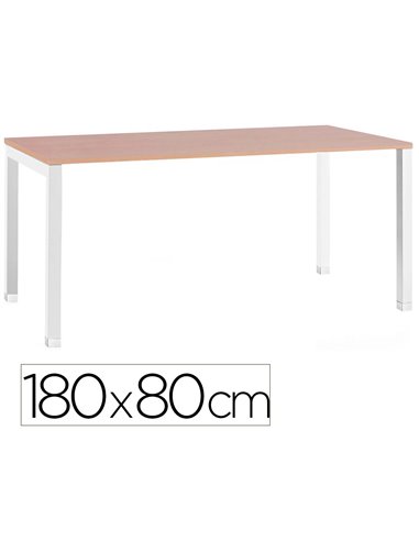 Bureau mt international plateau hetre melamine 25mm pietement arche coloris blanc 180x80cm.