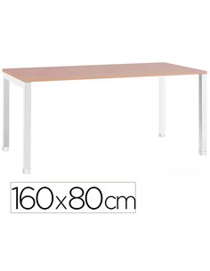 Bureau mt international plateau hetre melamine 25mm pietement arche coloris blanc 160x80cm.