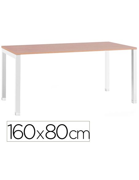 Bureau mt international plateau hetre melamine 25mm pietement arche coloris blanc 160x80cm.