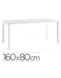 Bureau mt international plateau blanc melamine 25mm pietement arche coloris blanc 160x80cm.