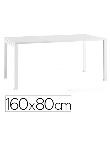 Bureau mt international plateau blanc melamine 25mm pietement arche coloris blanc 160x80cm.