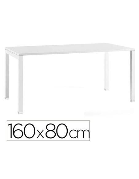 Bureau mt international plateau blanc melamine 25mm pietement arche coloris blanc 160x80cm.