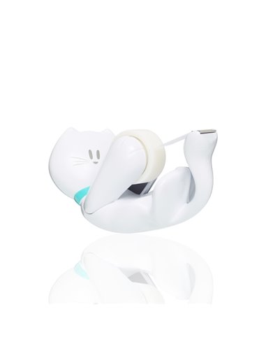 Dévidoir de ruban adhésif Scotch Magic Cat - Comprend 1 rouleau de 19 mm x 8,89 m - Blanc