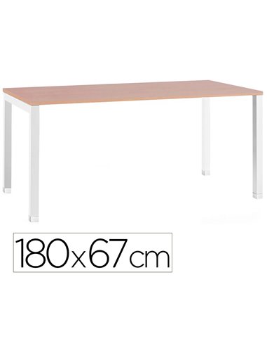 Bureau mt international plateau hetre melamine 25mm pietement arche coloris blanc 180x67cm.