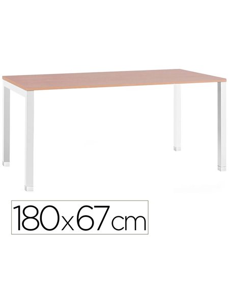 Bureau mt international plateau hetre melamine 25mm pietement arche coloris blanc 180x67cm.