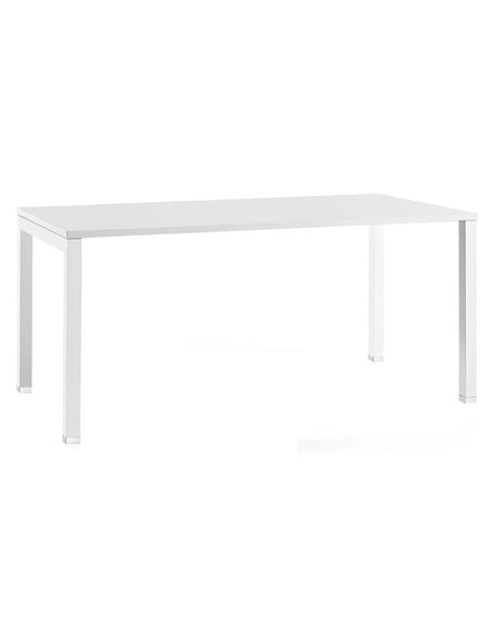 Bureau mt international plateau blanc melamine 25mm pietement arche coloris blanc 180x67cm.