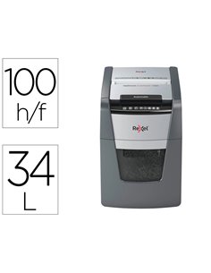 Destructeur rexel optimum autofeed+ 100x coupe croisee 4x28mm 100f agrafes cartes credit trombones securite 4.