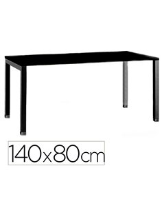 Bureau mt international plateau noir melamine 25mm pietement arche coloris noir 140x80cm.