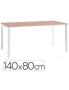 Bureau mt international plateau hetre melamine 25mm pietement arche coloris blanc 140x80cm.