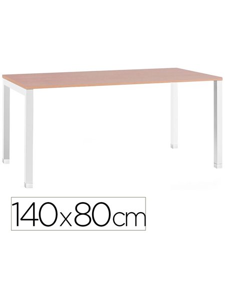 Bureau mt international plateau hetre melamine 25mm pietement arche coloris blanc 140x80cm.