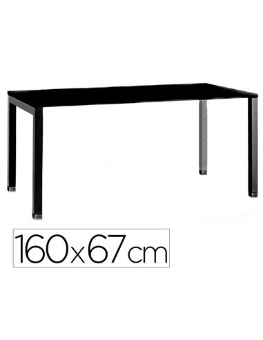 Bureau mt international plateau noir melamine 25mm pietement arche coloris noir 160x67cm.