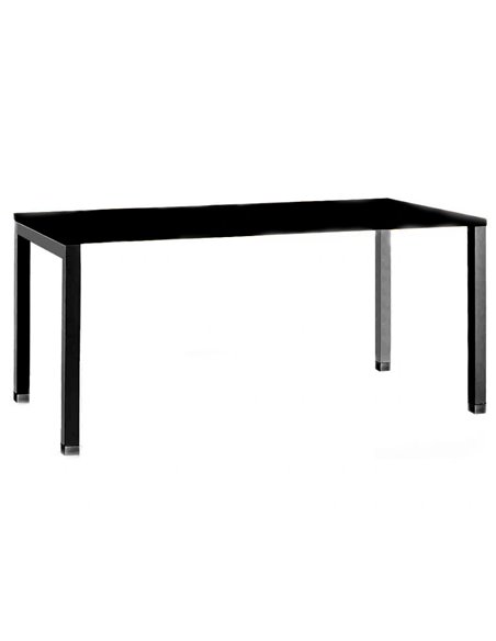 Bureau mt international plateau noir melamine 25mm pietement arche coloris noir 160x67cm.