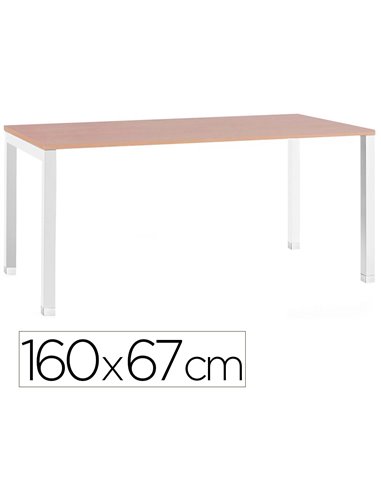 Bureau mt international plateau hetre melamine 25mm pietement arche coloris blanc 160x67cm.