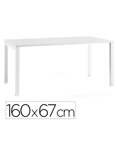 Bureau mt international plateau blanc melamine 25mm pietement arche coloris blanc 160x67cm.