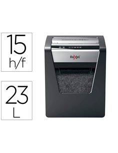 Destructeur rexel momentum x415 coupe croisée 4x40mm détruit trombones cb 15f anti-bourrage corbeille 23l 370x279x465mm.