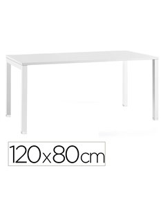 Bureau mt international plateau blanc melamine 25mm pietement arche coloris blanc 120x80cm.