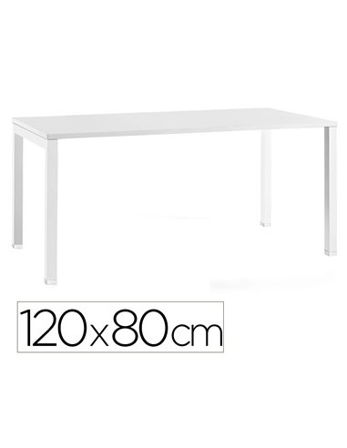 Bureau mt international plateau blanc melamine 25mm pietement arche coloris blanc 120x80cm.