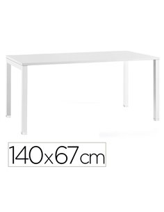 Bureau mt international plateau blanc melamine 25mm pietement arche coloris blanc 140x67cm.