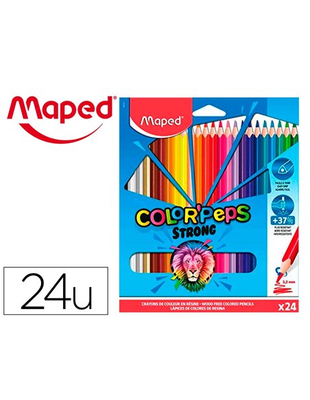 24 crayons de couleurs color'peps strong green ultra-r sistants.