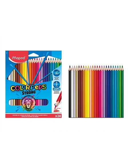 24 crayons de couleurs color'peps strong green ultra-r sistants.
