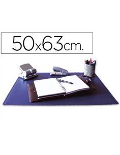 Sous-main q-connect simple coins arrondis dessous mousse antidérapant bord soudé 50x63cm polypropylene coloris bleu.