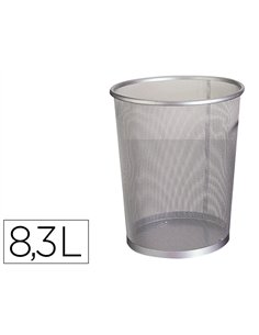 Corbeille à papier q-connect maille métallique forme circulaire 8.3l 235x260x190mm coloris argent.